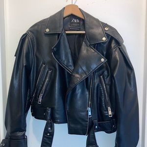 Zara Oversized Biker Jacket- Faux Leather